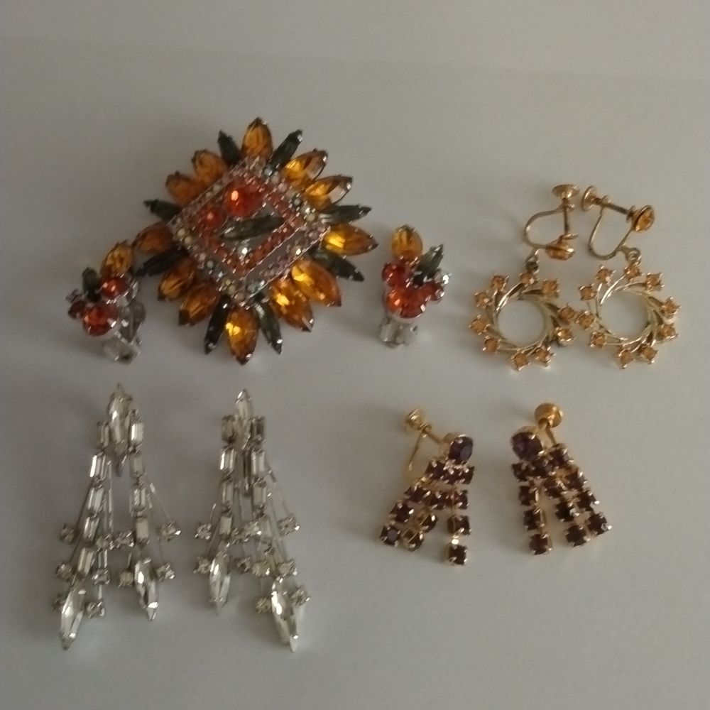 Vintage Costume Jewelry Lot Rhinestones